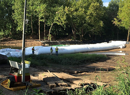 Water Inflated Cofferdam In River Area